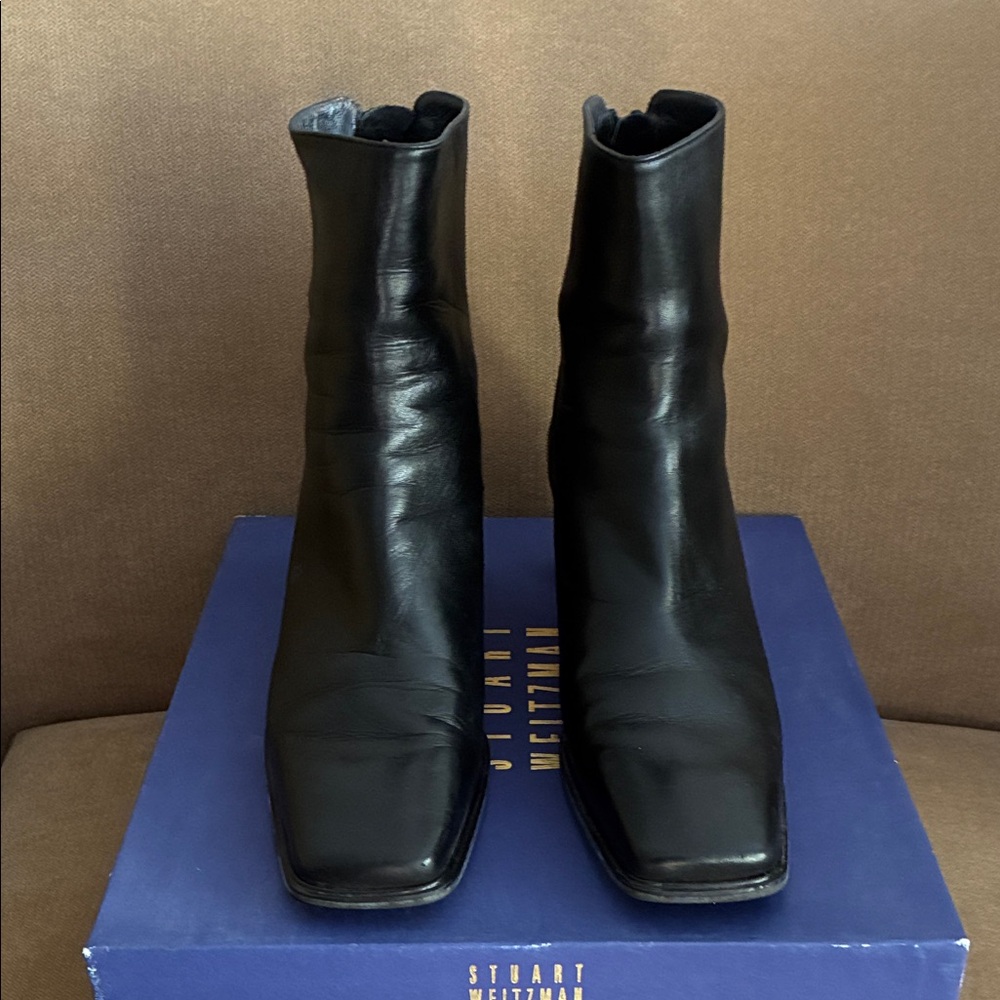 Stuart Weitzman Sleek Black Ankle Boots